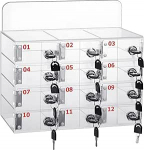 Akr&uuml;&uuml;list mobiiltelefonikapp koos ukselukkude ja v&otilde;tmetega Selge 12 sektsiooniga Ideaalne kontorisse, kooli, klassiruumi, tehasesse Telefonide organiseerimine ja turvamine