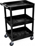Luxor Automotive Utility Cart with 3 Shelves - Black