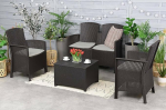 Dmora - Urano Outdoor Lounge Set, Garden Furniture Set with Cushions, Indoor Lounge Set in Rattan Look, 100% Made in Italy, Anthracite