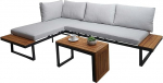 Mendler HWC-L27 Garden Furniture Set Lounge Set Sofa Spun Poly Aluminium Acacia Wood MVG Certified - Light Grey