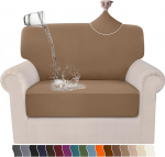 Arfntevss 2-teiliges Stuhl-Couchkissen, 100 % wasserdicht, magischer Sofabezug, Stretch, einzelner M&ouml;belschutz, rutschfeste Sofasitzbez&uuml;ge (1 Sitzbezug, 1 R&uuml;ckenkissen, Khaki)