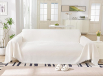 DreDecor Wei&szlig;er Couchbezug f&uuml;r Hunde, waschbar, Chenille-Zweisitzerbez&uuml;ge, Sofabez&uuml;ge f&uuml;r 2 Kissen, weiche Sofa-Schonbez&uuml;ge und M&ouml;belbez&uuml;ge f&uuml;r Sofa und Zweisitzer, 180,3 x 299,7 cm, Wei&szlig;