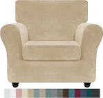 ZNSAYOTX Luksuslik sametist toolikate koos k&auml;etugedega, 2 t&uuml;kki, Stretch toolikatted elutuppa, paks pehme libisemiskindel koertele ja lemmikloomadele, m&ouml;&ouml;bli kaitsja (Camel, tool)