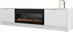 Mirjan24 Tireno EF TV kapp koos elektrilise k&uuml;ttega kaminaga, realistlik LED leek, 2 klappi, freesitud esiosa, TV kapp, TV Lowboard TV Stand (valge)