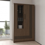 Forte EUFEMIUS Vitriin 90 95, moodne freesitud vitriinkapp, 2 ust, komposiitpuit, tumepruun|must tamme dekor, 91,5 cm lai x 159,9 cm k&otilde;rge x 41,6 cm s&uuml;gavus