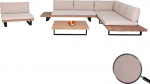 Mendler aiakomplekt koos tooliga HWC-H54, Lounge Set Diivan, Spun Poly Acacia Wood FSC Alumiinium - helepruun, polsterdus beež