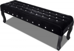 Banc capitonn&eacute; en velours avec boutons cristaux Noir