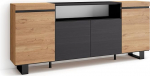 Skraut Home Sideboard, Highboard, kapp, kapp, 200 x 87 x 35 cm, 4 ust, t&ouml;&ouml;stusdisain, modernne stiil, tammepuust must