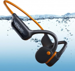 fesoklaf Bone Sound Headphones, 32 GB Memory, Swimming IPX8, MP3 Sport, Wireless Bluetooth 5.3, for Running (Orange + Black)