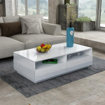 Kohvilaud elutuppa, k&uuml;ljelaud, kaasaegne puidust laud, valge l&auml;ikiv kohvilaud 4 sahtliga, panipaik koju