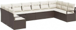 10-teiliges Garten Sofa Set mit Kissen Braun Poly Rattan Gartenlounge Model3355227