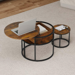 TAUS kohvilaud reguleeritava k&otilde;rgusega, 2 tk, laud 60 x 60 x 50 cm, 38 x 38 x 30 cm, &uuml;mmargune elutoa laud koos hoiuruumi ja t&otilde;steplaadiga, Vintage Brown