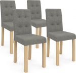 IDMarket - 4 Polga s&ouml;&ouml;gitooli komplekt, polsterdatud hall