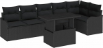 7-teiliges Garten-Sofa-Set mit Kissen schwarzes Poly-Rattan, 2-Sitzer Garten-Sofa mit Kissen schwarzes Poly-Rattan Gartenlounge Model3348479