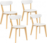 IDMarket - 4 Freja Skandinaavia tooli komplekt kahetooniline valge ja puidust s&ouml;&ouml;gituba