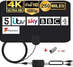 ONEKU TV antenn koos v&otilde;imendiga signaali HDTV antenn DTT DVB-T / DVB-T 2 kaabliga 4,4 m, antenni aken digitaalsele HD/VHF/UHF/FM-le