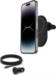 Belkin BoostCharge juhtmevaba magnetiline autotelefoni hoidik, autolaadija &uuml;hildub MagSafe-toega iPhone 16, iPhone 15, iPhone 14, iPhone 13, iPhone 12 (koos kaabli ja laadijaga)