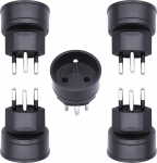 ELi ja &Scaron;veitsi/Liechtensteini adapteripistik, 2-poolne DE/FR/IT/ES pistik &Scaron;veitsi 3-poolse pistikupesaga Prantsusmaa/Saksamaa k&uuml;lastajatele (5 tk) Mustanahaline.