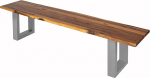 SAM Esra Bench 200 x 40 cm, Acacia Wood, Solid Wooden Bench, Tree Edge Bench with Silver Painted Metal Legs