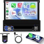 8 Core 4G + 64G Android 15 Autoradio 1 DIN traadita Carplay Android autoga, 7-tolline HD k&auml;sitsi kokkupandav puuteekraan Bluetooth AM FM RDS raadio DSP GPS 4G/Wi-Fi EQ 2USB / t&uuml;&uuml;p C tagurdamine