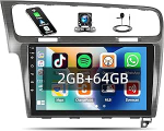 2+64G autoraadio Bluetooth Android 13 VW Golf 7 2013-2018 jaoks koos Carplay Android Auto Sans Fil,10.1-tolline autoraadio koos Mirror Link GPS/WiFi/FM/RDS/EQ SWC + tagurduskaamera ja mikrofoniga