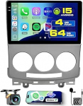 Roinvou 4+64G Android 15 autoraadio Mazda 5 2007-2010 juhtmevaba Carplay Android auto, 9-tolline autoraadio Incell puuteekraaniga GPS navigatsiooniga Bluetooth EQ WiFi RDS FM SWC MIC tagurduskaameraga