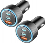 Sigaretis&uuml;&uuml;taja USB, 3-portiline 65W USB C autolaadija PD/QC3.0 kiirlaadija autolaadija 12V USB adapter auto sigaretis&uuml;&uuml;taja adapter iPhone 16/15/14/13 Pro Max, Samsung Galaxy S25/S24 jaoks