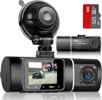 abask J05 Dash Cam Auto 1080P Dash Cam Front Interior koos 32GB SD-kaardiga, 310&deg; lainurkvaade, autokaamera parkimise j&auml;lgimisega, liikumise tuvastamine, infrapunane &ouml;&ouml;n&auml;gemine, G-sensor, loop salvestamine,