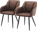 TUKAILAI Dining Room Chairs, Faux Leather, Kitchen Chair, Upholstered Chair, Armrest Chair with Armrests, Backrests, Soft Seat Padding, Modern Chair for Kitchen, Dining Room, Living Room (Faux Leather