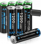 CITYORK USB-C AA AAA liitium patareid, 4 x 1,5 V AA patareid 3000 mWh ja 4 x AAA patareid 1200 mWh koos 4-in-1 USB laadimiskaabliga.