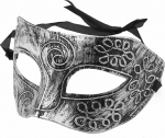 Venezianische Herren-Maske, Ballmaske, Gesichtsmaske f&uuml;r Party, Kost&uuml;mball, Maskenball, Halloween (Silber)