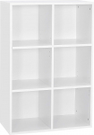 Mondeer Bookcase Bookcase 6 Compartments Wooden Shelf Storage Cabinet for Books and DVDs Three Layer Storage Rack White