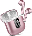Bluetooth k&otilde;rvaklapid, traadita Bluetooth 5.3, &uuml;likerged k&otilde;rvaklapid HD-mikrofoniga, suurep&auml;rane heli muusika voogesitus kuni 30 tundi, LED-ekraan, IP7 veekindel, roosakas kuldne