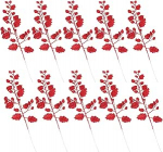 TOYANDONA J&otilde;ululehtede Picks, Glitter Leaf Stems, Faux Leaves Branches, DIY Bouquet Stem Picks for Christmas Tree Ornaments, DIY Christmas Wreath, Craft, Holiday, Home Decor, 10 tk, Red