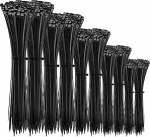 400 musta kaablipaela komplekt, UV-kindel, suletav nailon, &uuml;livastupidav, iselukustuv kaablijuhtimiseks, aiandus, elamine, t&ouml;&ouml;kojad, 300 mm x 4,8 mm.