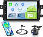 Autoraadio 8 Core Q-Snapdrago 4+64G Android 15 Suzuki SX4 2006-2013 Fiat Sedici 2005-2014, 9-tolline HD puutetundlik raadio koos Carplay Android auto GPS Wi-Fi DSP Bluetooth FM / RDS tagumine vaade