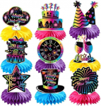 9 tk &otilde;nnelikku uut aastat Party Decorations Honeycomb Table Centerpieces, aastavahetuse 2025 Party Decoration, 3D laua kaunistus, Iridescent ilutulestiku dekoratsioon 2024-2025 uue aasta tagasiarvestuse jaoks