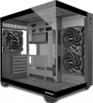 MUSETEX PC Case ATX, 3 eelpaigaldatud mitte-LED ventilaatorit Gaming PC Case, 270&deg; t&auml;isvaade karastatud klaasist PC korpus koos Type-C, Mid Tower ATX arvutikarp, must, Y6