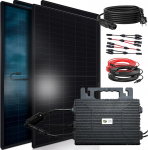 SUNNIVA 1840 W R&otilde;duelektrijaam Bifacial Full Black T&auml;ielik pistikupesa ASTRO-E 800 W Inverter P&auml;ikeses&uuml;steemi komplekt 4 x 460 W N-t&uuml;&uuml;pi klaasist / klaasist bifacial p&auml;ikesemoodulid, 5 m kaabel, 4 x 2,5 m