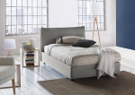 Talamo Italia - Gloria Double Bed with Fabric Cover, 100% Made in Italy, Front Opening, Suitable for Mattresses 120 x 190 cm, Grey