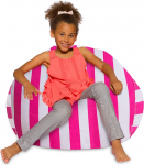 Posh Creations Sitzsack f&uuml;r Kinder, Jugendliche und Erwachsene, inkl. abnehmbarem und maschinenwaschbarem Bezug, 96,5 cm, gro&szlig;, gestreift, Rosa und Wei&szlig;