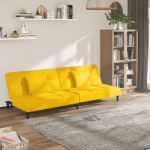 Xichuzi Sofa Bed 2-Seater with 2 Cushions Yellow Velvet, Lounge Sofa, Sofas & Couches, Relaxing Sofa, Couch for Living Room, 375813