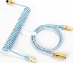 MAMBASNAKE C03 Spiraalne USB C kaabel m&auml;nguklaviatuurile, Starlight punutud klaviatuuri kaabel, C-t&uuml;&uuml;pi USB A, punutud kaabel USB C, spiraalne klaviatuurikaabel C-t&uuml;&uuml;pi, 24K Gold Aviation Connector - helesinine