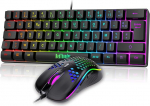 RedThunder 60% klaviatuuri ja hiire komplekt 2 in 1 Prantsuse AZERTY mini klaviatuur Ultra kompaktne taustavalgustusega RGB 62 klahvi 6 klahvi 7200 DPI PC Mac PS5 Xbox Gamerile