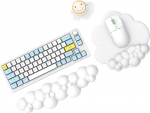 MAMBASNAKE Cloud hiirepad ja klaviatuuri randmepadja komplekt koos alusplaadiga, mugav m&auml;luvahtu randmepadja komplekt libisemiskindla alusega, ergonoomiline lihtne kirjutamine - valge