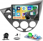 Roinvou 4+64G Android 15 Autoradio f&uuml;r Ford Focus 1998-2005 mit Carplay Android Auto, 9 Zoll Auto Radio Incell Touchscreen mit GPS Bluetooth EQ WiFi RDS FM SWC MIC Tagfahrkamera