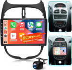Qualcomm 8-Kern 4G+64G Android Autoradio f&uuml;r Peugeot 206 206cc Citroen C2 2001-2016, IPS puuteekraaniga raadio koos Wireless CarPlay & Android Auto, Hi-Res DSP, GPS, Tagfahrkamera