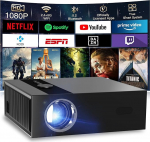 Nutiprojektor ametliku rakenduse Mini projektor 8K automaatse fookuse ja keystone'i korrektsiooniga, Teuyau projektor 30,000 luumenit 1080P Full HD WiFi Bluetooth v&auml;ike kodukino / v&auml;liprojektor 4K Androidile