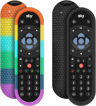 Kaitsekott originaal Sky Q h&auml;&auml;lpuldi SKY135 jaoks, Sky Glass Remote kaitsev silikoonist &uuml;mbris Sky Q Touch ja Non-Touch kaugjuhtimispuldi &uuml;mbris Skin Holder Back Protector (must + Rainbow)