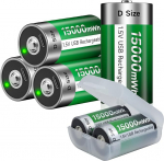 USB D aku laetav liitium / 15000 mWh - 1,5 V D-elemendi akud laetavad akud kiirlaadimine 4 tunni jooksul koos C-t&uuml;&uuml;pi laadimiskaabliga, &uuml;lelaadimiskaitse (6 tk)